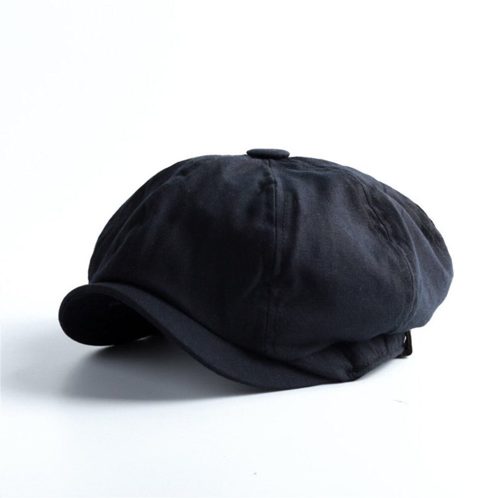 Black Peaky Blinders Hat Newsboy Flat Cap Herringbone Tweed‎ Wool Baker Boy